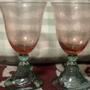 Elegant Pink and Green Glass Goblets